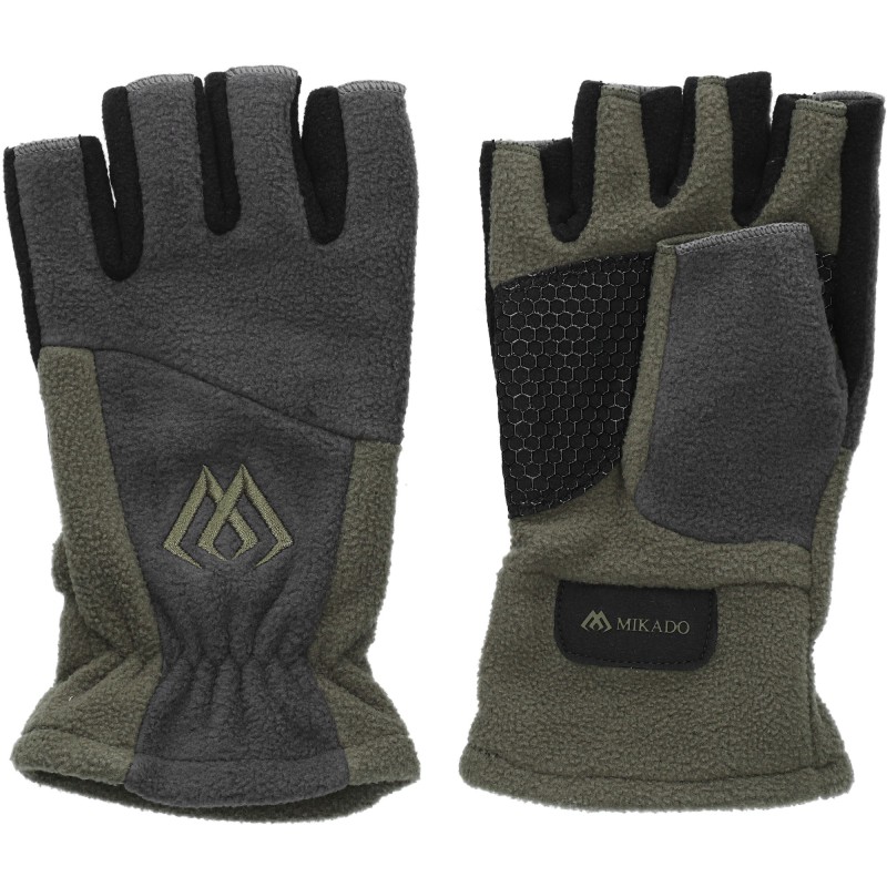RĘKAWICZKI POLAROWE MIKADO BEZ PALCÓW rozm. XL - SZARO ZIELONY