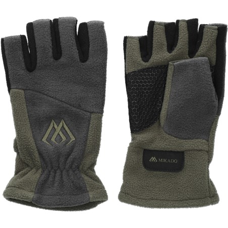 RĘKAWICZKI POLAROWE MIKADO BEZ PALCÓW rozm. XL - SZARO ZIELONY