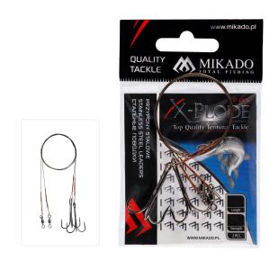 PRZYPON STALOWY MIKADO Z KRĘTLIKIEM I KOTWICĄ 40cm/10kg - BRĄZOWY - op.2szt.