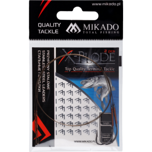 PRZYPON STALOWY MIKADO Z KRĘTLIKIEM I HAKIEM 30cm/10kg - BRĄZOWY - op.2szt.