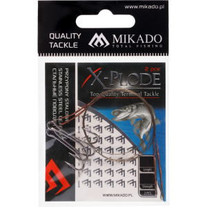 PRZYPON STALOWY MIKADO Z KRĘTLIKIEM I PODWÓJNĄ KOTWICĄ 35cm/10kg op.2szt.