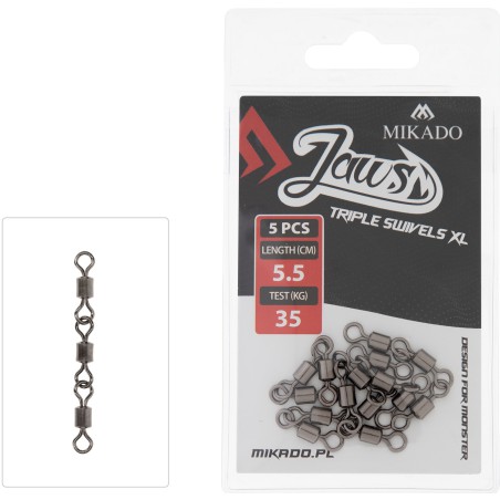 KRĘTLIK MIKADO JAWS TRIPLE SWIVELS XL - 35kg - op.5szt.