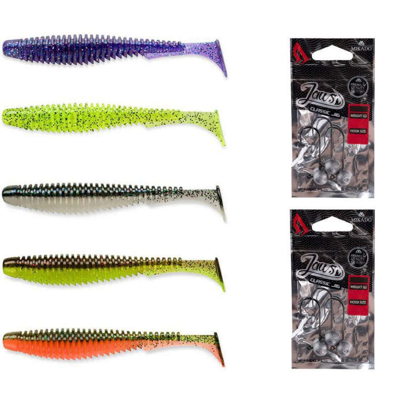 Zestaw Przynęt Fishup U-Shad 4"  + Główki Jigowe Mikado Jaws