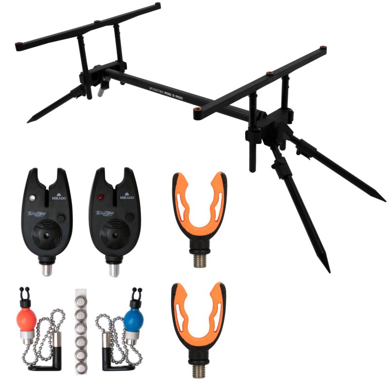 Zestaw Rod Pod Mikado Starter Pod 3 Rod + Nasadki + Zestaw Sygnalizatorów + Hangery