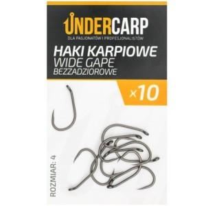 Undercarp Teflonowe haki karpiowe WIDE GAPE bezzadziorowe 4