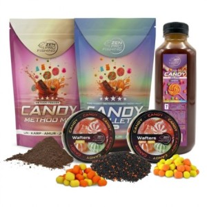 ZEN PRO FISHING Zestaw CANDY Method Feeder Pellet Method Mix Wafters Zalewa