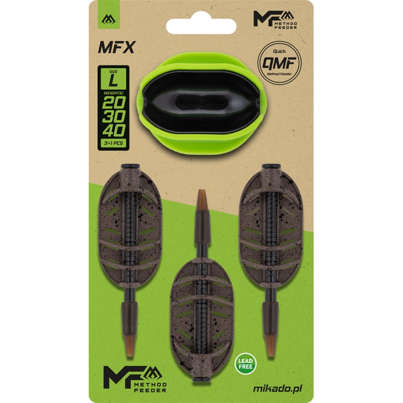 ZESTAW PODAJNIK MIKADO METHOD FEEDER MFX - Q.M.F - ros. L - 20+30+40g + FOREMKA
